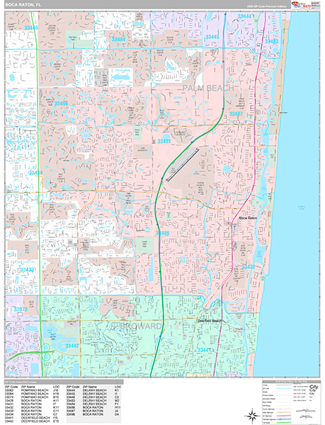 Boca Raton, FL Zip Code Map